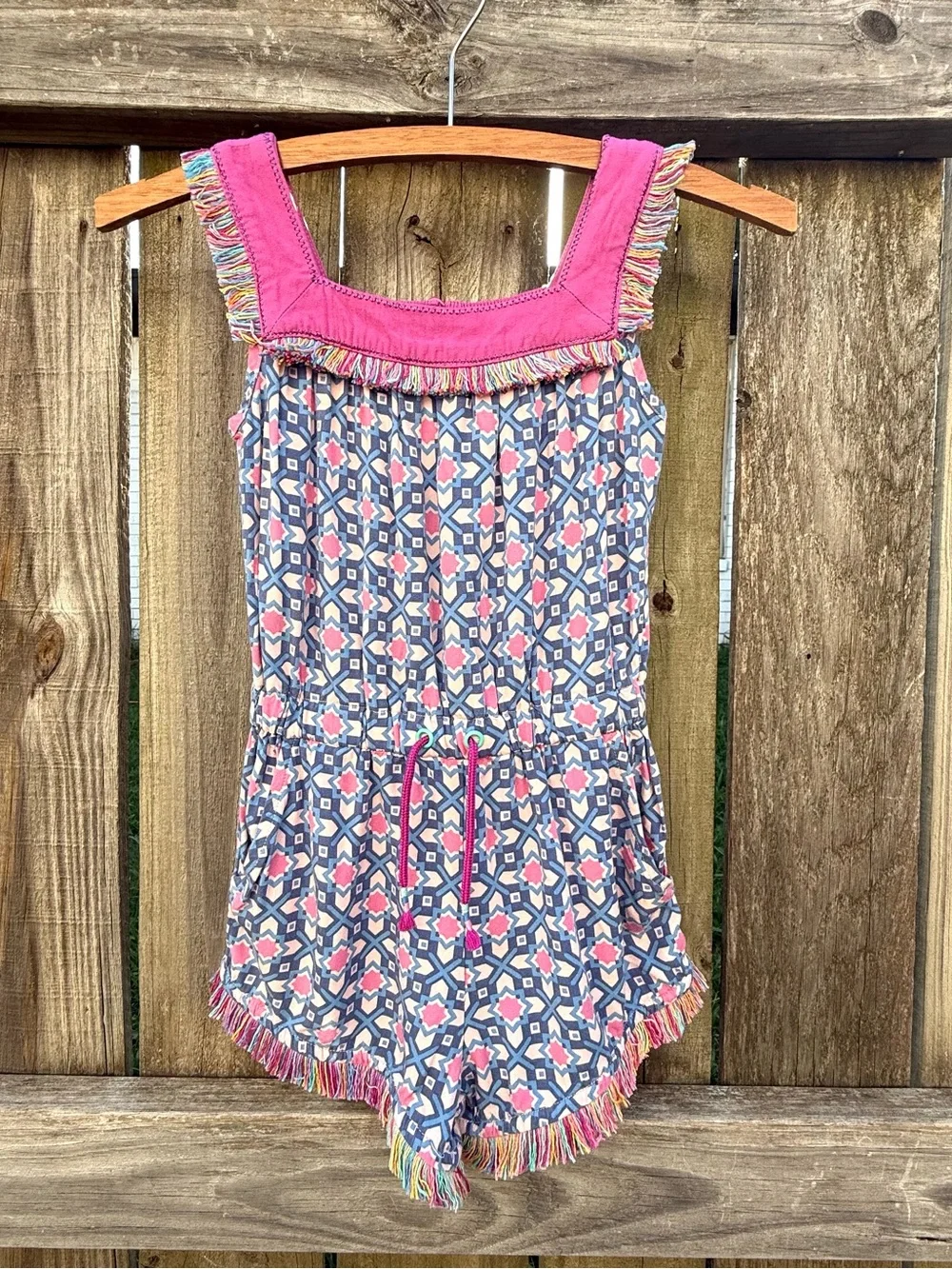Matilda Jane Dream Chasers Geo Print Fringe Romper Girls Sz 6